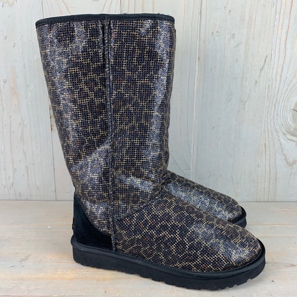 SALE !! UGG CLASSIC TALL GLITTER LEAOPARD. TALL BOOTS NEW - Picture 4 of 5